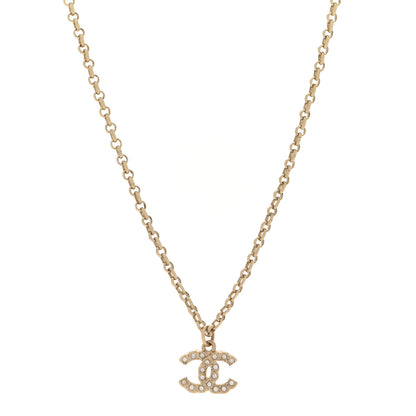 Chanel Pearl Crystal CC Pendant Necklace Gold 1 of 6