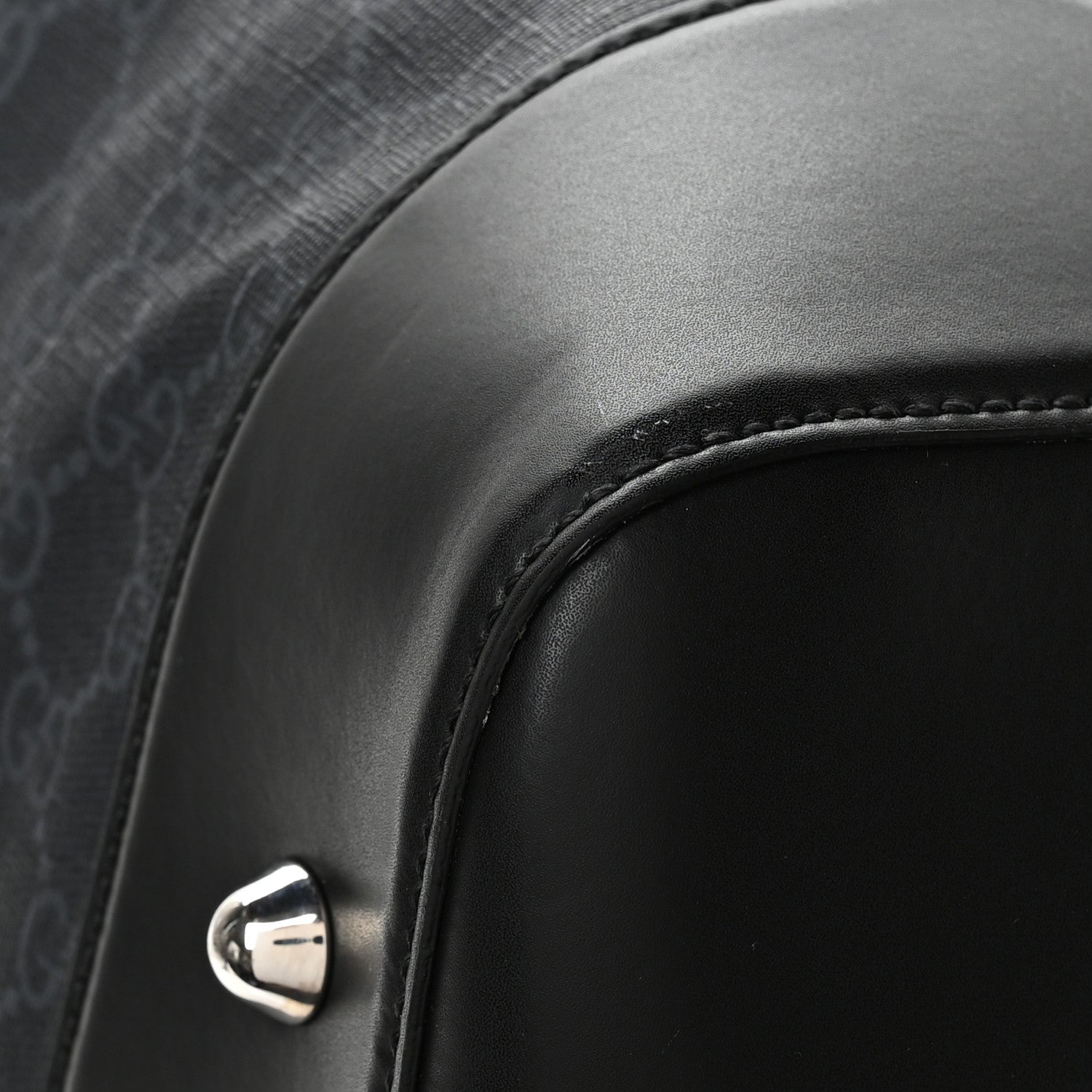 Gucci Soft GG Supreme Monogram Appia Calfskin Web Large Carry On Duffle Bag Black Grey 9 of 11