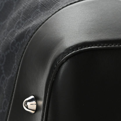 Gucci Soft GG Supreme Monogram Appia Calfskin Web Large Carry On Duffle Bag Black Grey 9 of 11