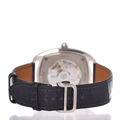 Hermes 18K White Gold Alligator 40.5mm Dressage Annual Calendar Automatic Watch Bleu Obscur 5 of 11