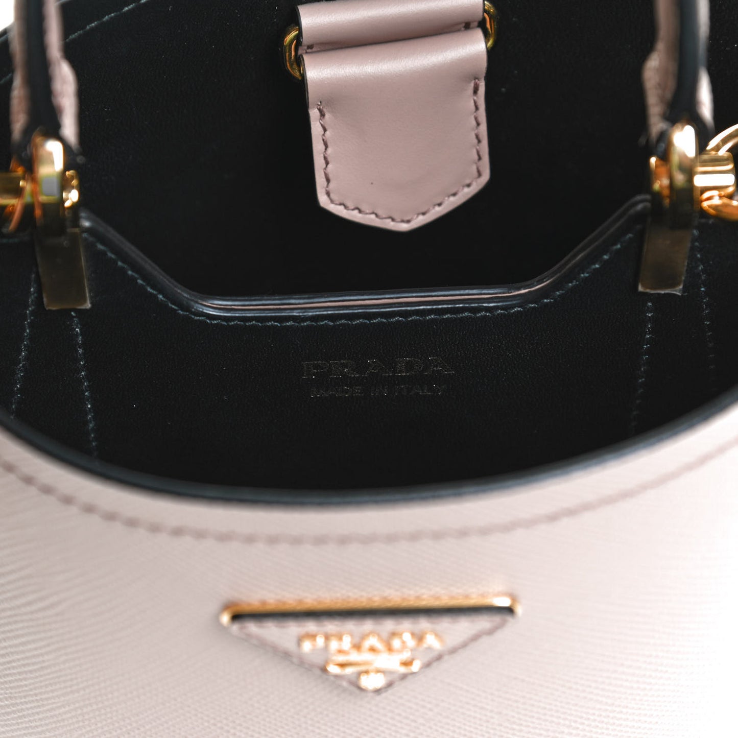 Saffiano Cuir Calfskin Small Panier Bucket Bag Cipria Black