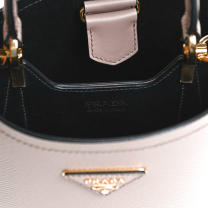Prada Saffiano Cuir Calfskin Small Panier Bucket Bag Cipria Black 6 of 9