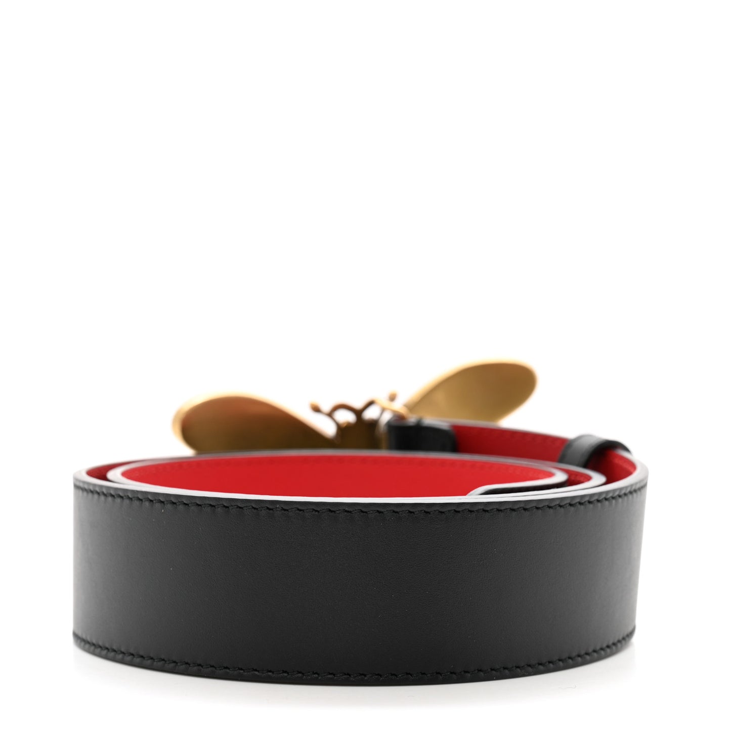 Calfskin Queen Margaret Bee Belt 80 32 Black