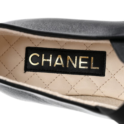 Chanel Lambskin Cap Toe CC Mary Jane Flats 40 Black 7 of 9