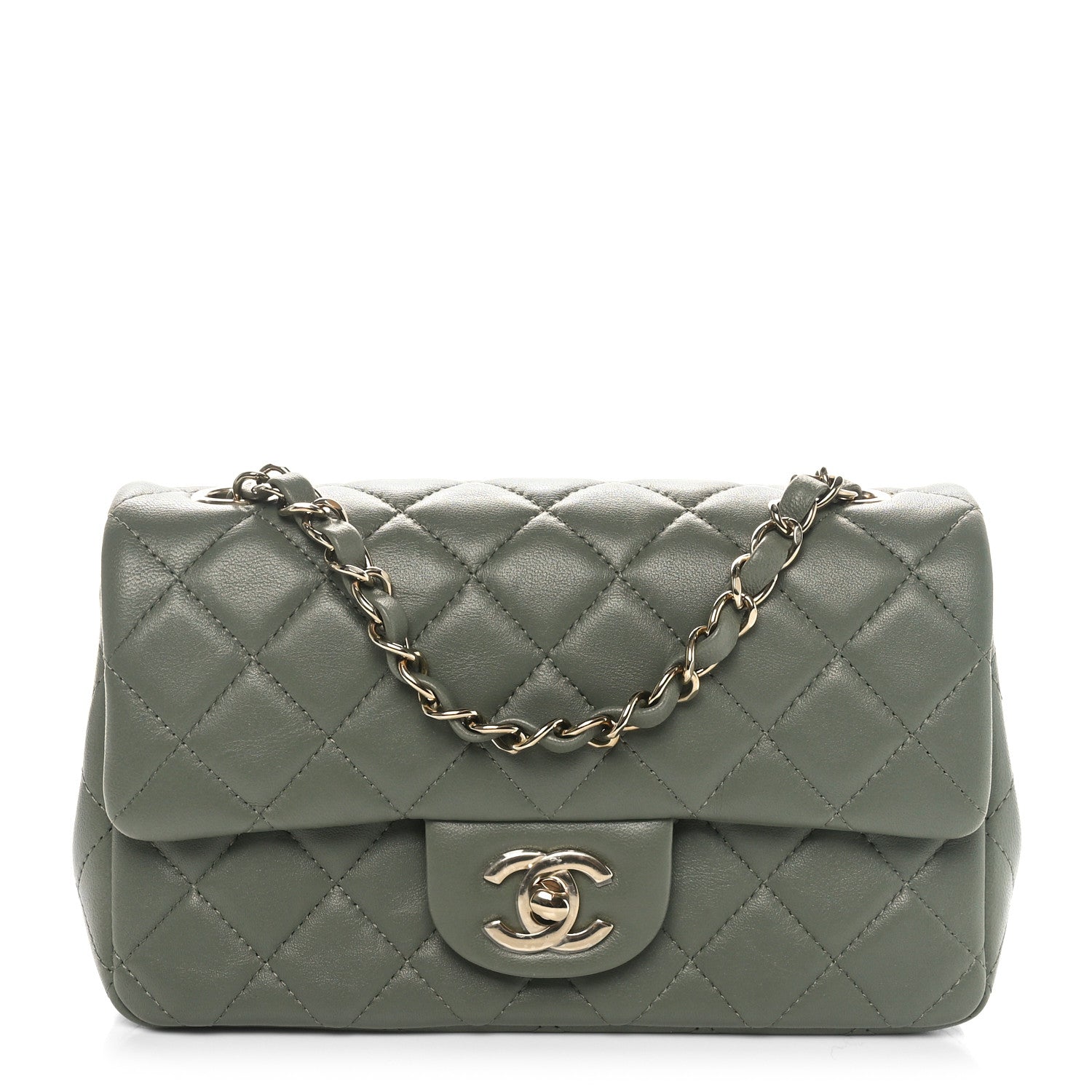 Chanel Lambskin Quilted Mini Rectangular Flap Green 1 of 10