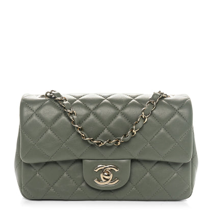 Chanel Lambskin Quilted Mini Rectangular Flap Green 1 of 10