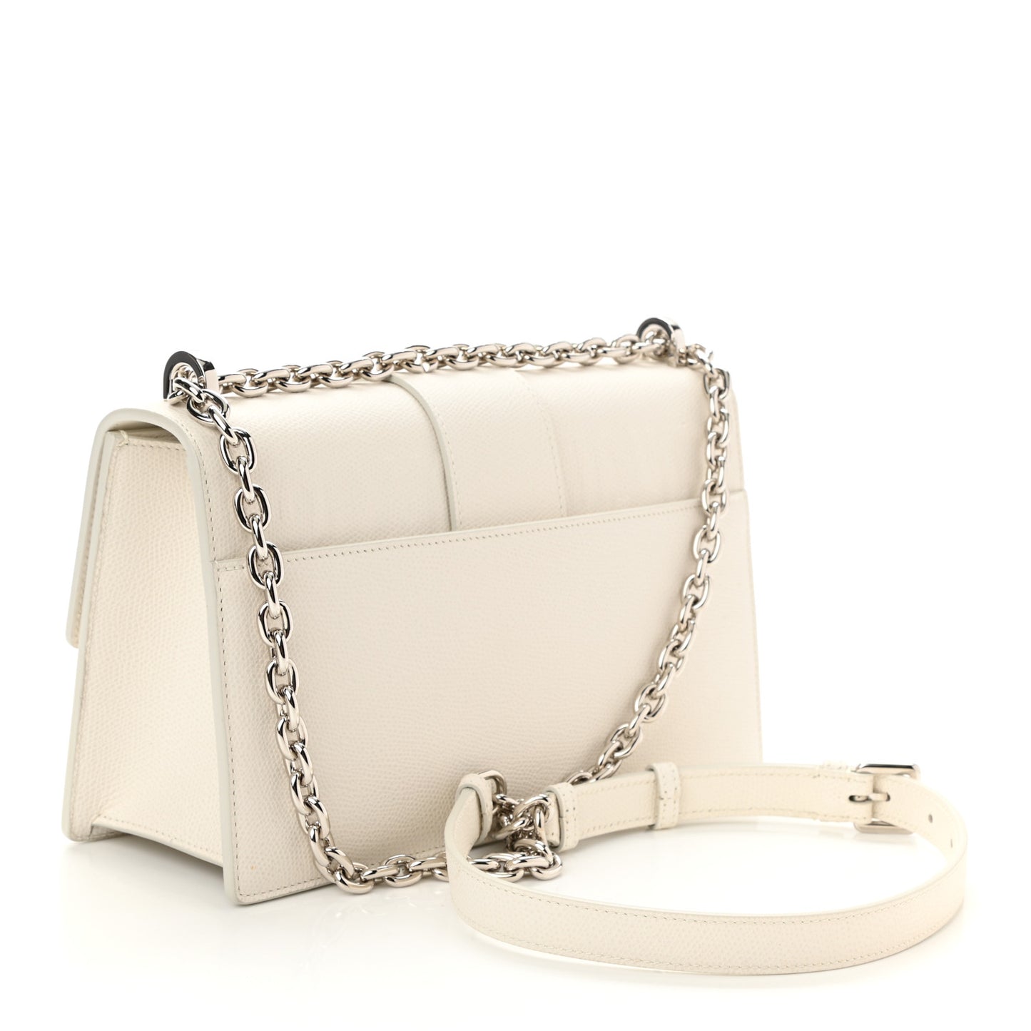 Grained Calfskin 30 Montaigne Chain Flap Bag White