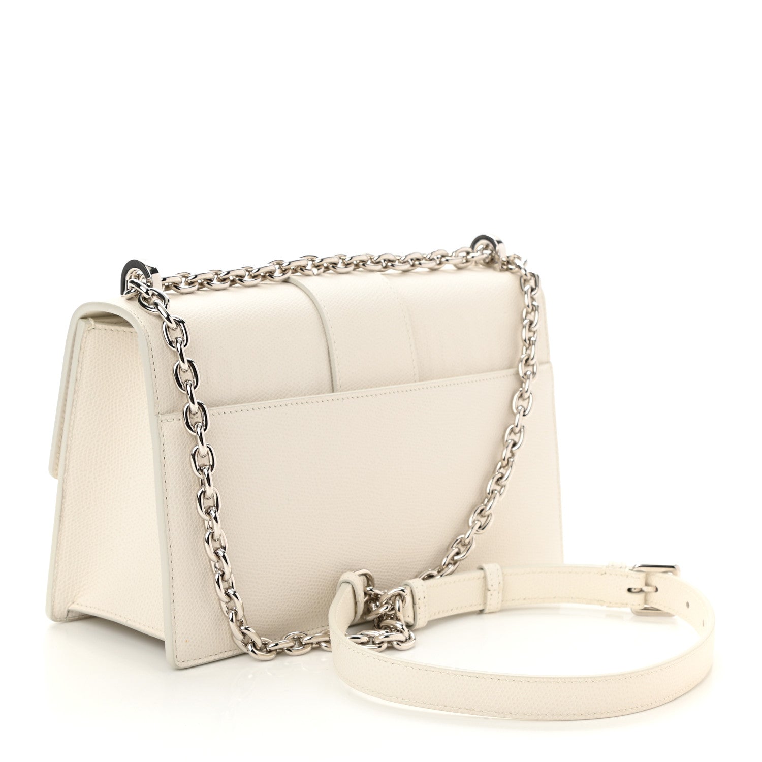Christian Dior Grained Calfskin 30 Montaigne Chain Flap Bag White 3 of 10