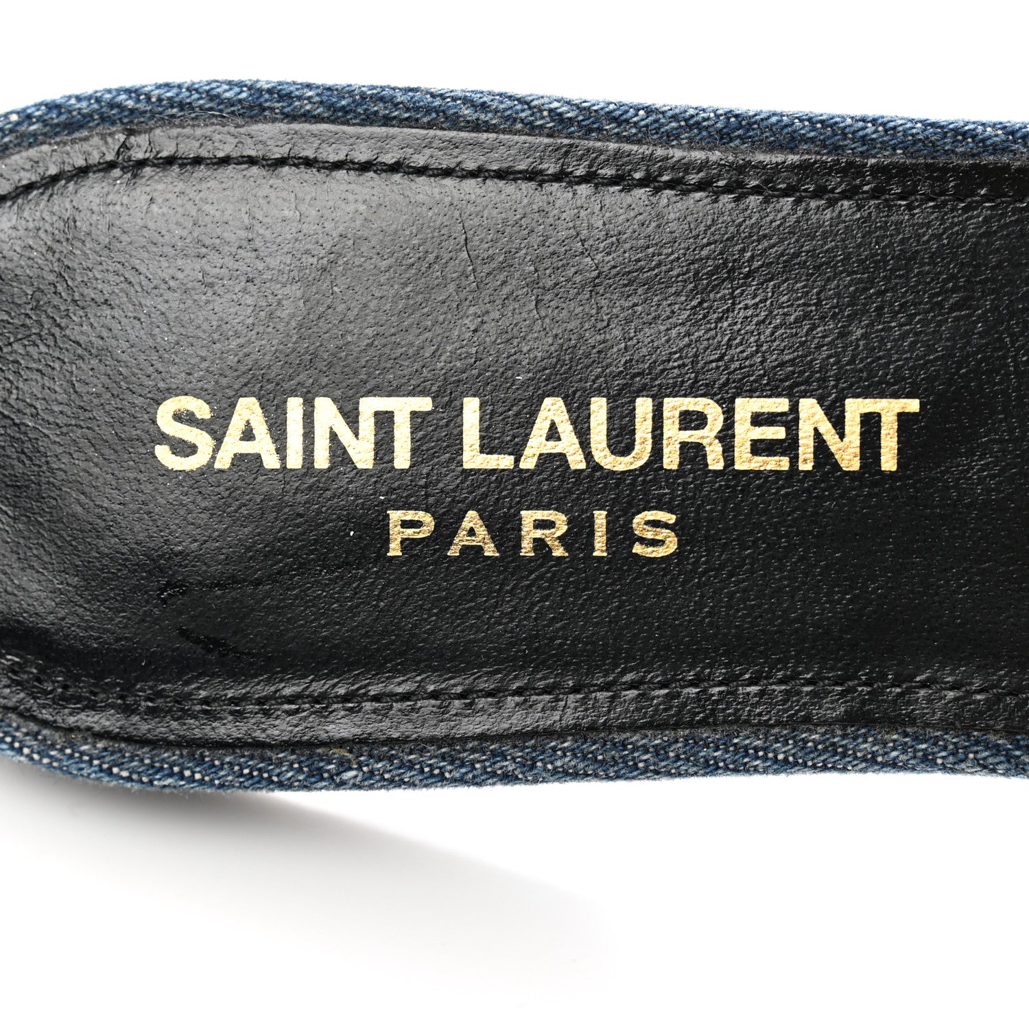 Saint Laurent Denim Tribute 05 Slide Sandals 35.5 Deep Navy Jeans 7 of 11