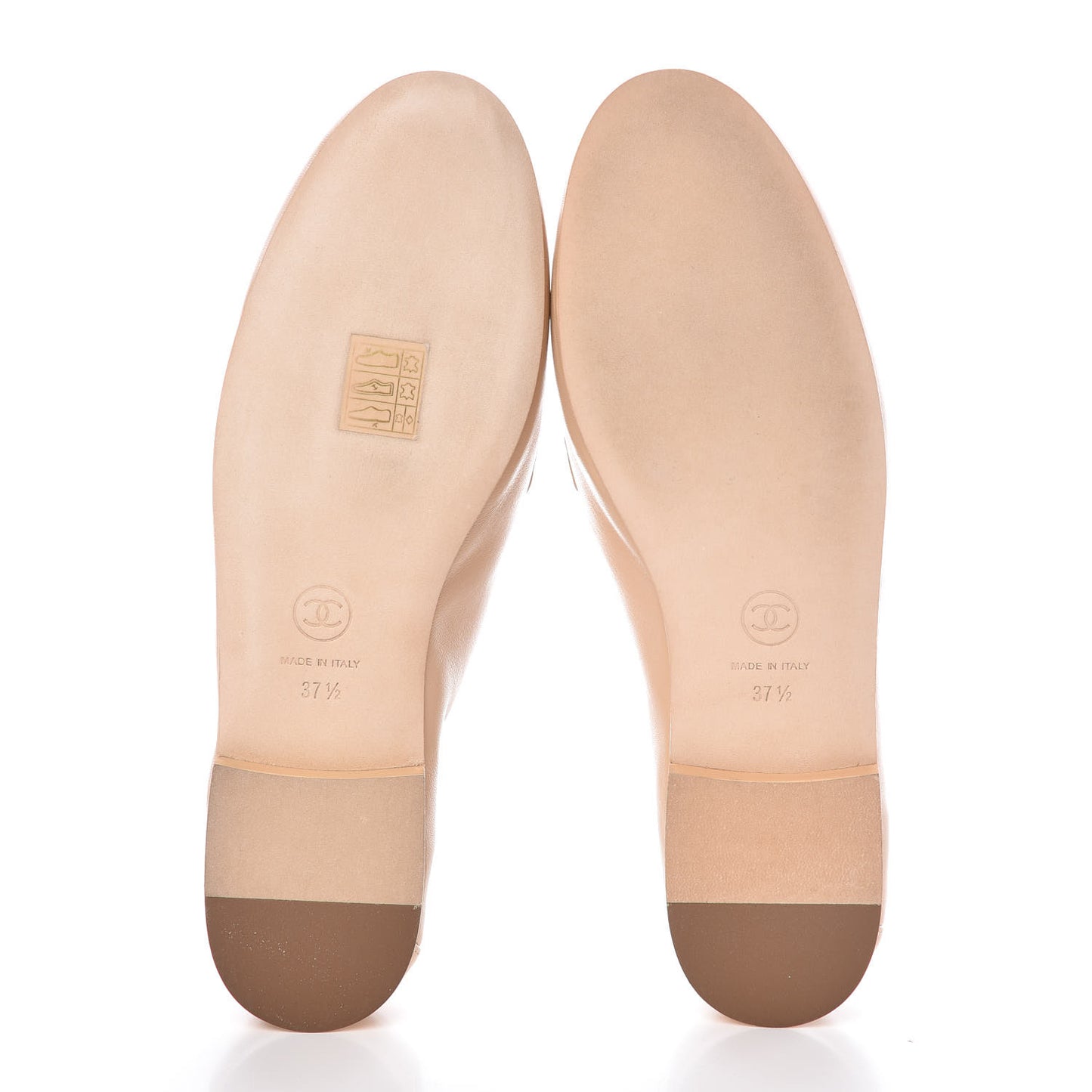 Lambskin CC Chain Mocassin Loafers 37.5 Beige