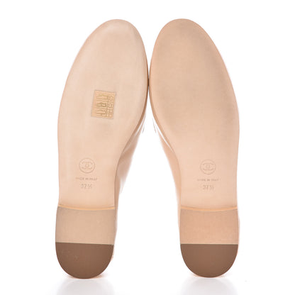 Chanel Lambskin CC Chain Mocassin Loafers 37.5 Beige 5 of 9