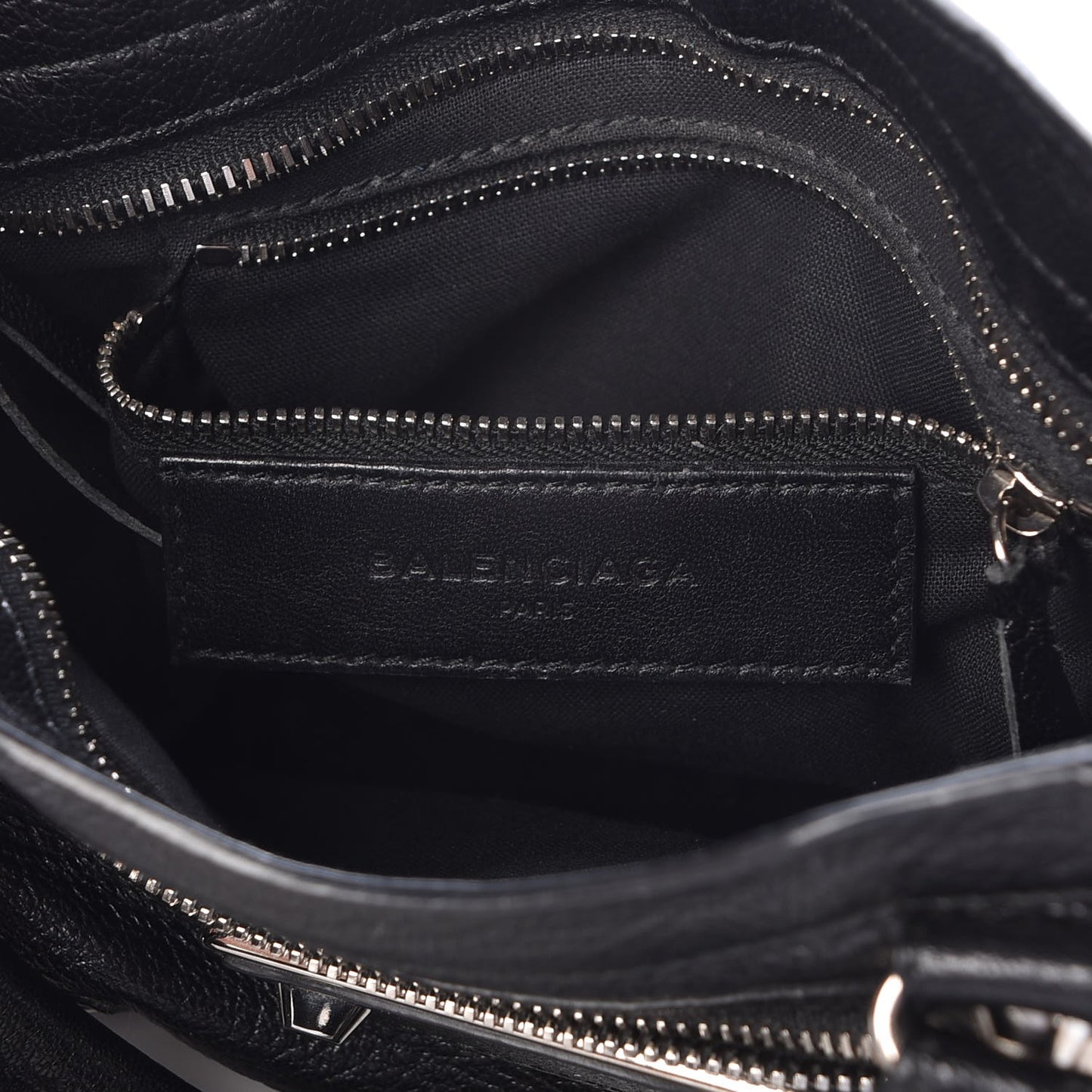 Chevre Silver Metallic Edge Hardware Mini City Black
