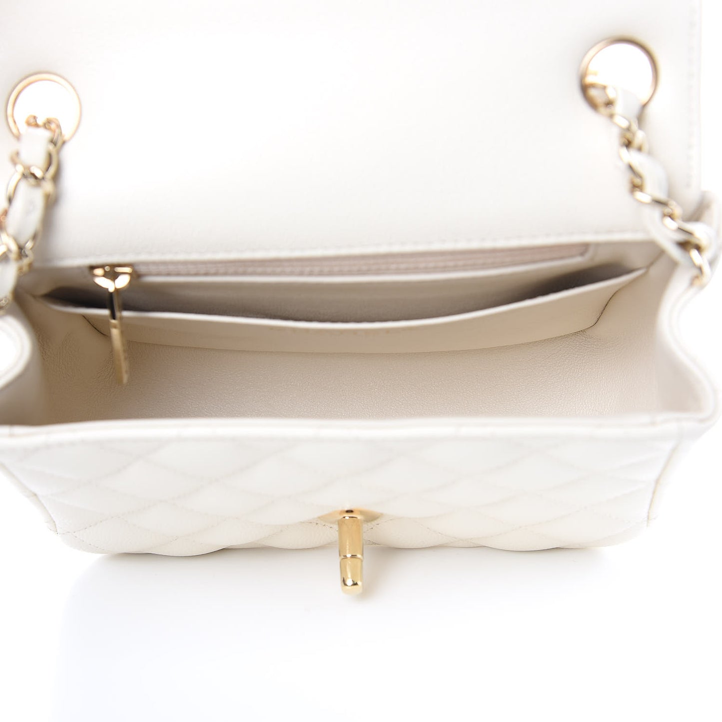 Caviar Quilted Mini Square Flap White