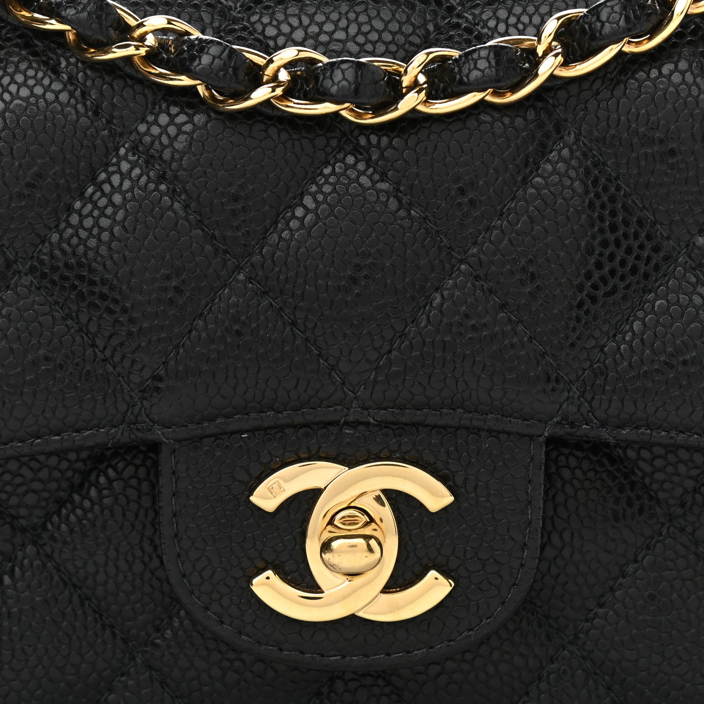 Caviar Quilted Small Double Flap Black