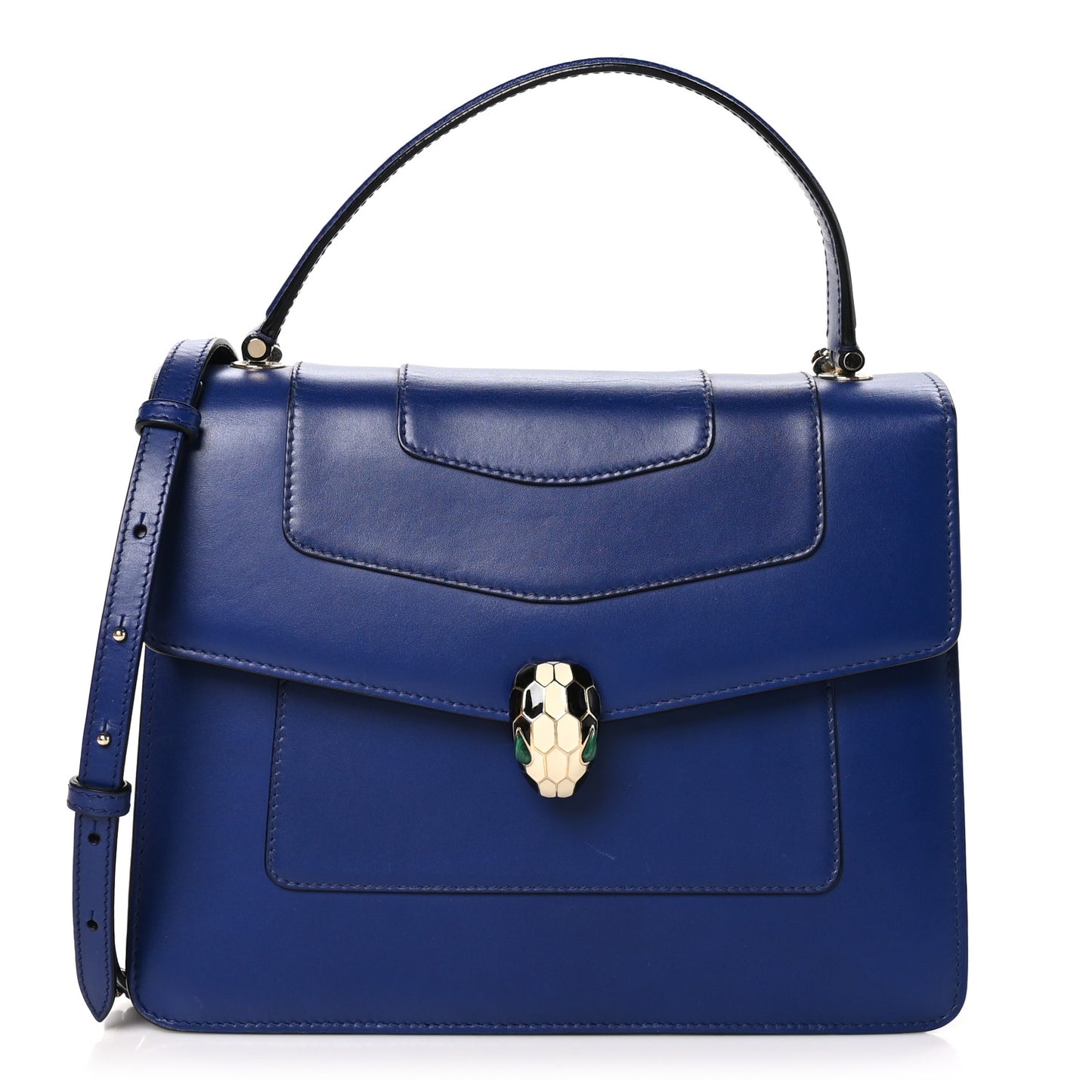 Calfskin Large Serpenti Forever Top Handle Blue