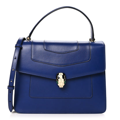Bulgari Calfskin Large Serpenti Forever Top Handle Blue 1 of 13