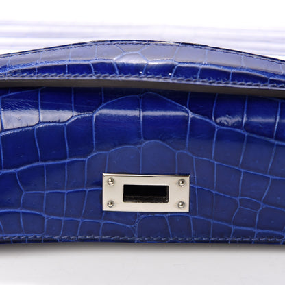 Hermes Shiny Niloticus Crocodile Kelly Cut Pochette Bleu Electrique 22 of 29