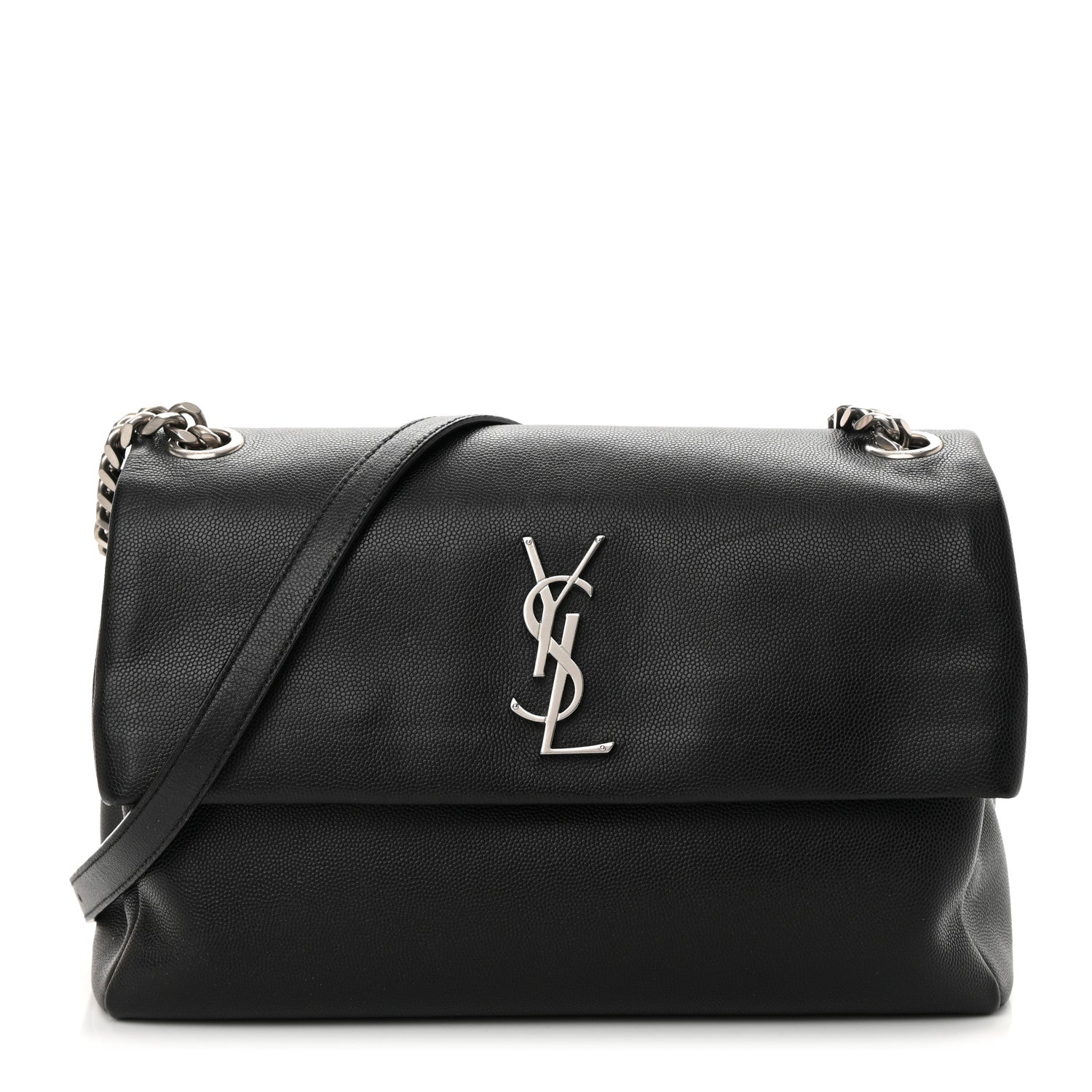 Saint Laurent Grain De Poudre Medium West Hollywood Monogram Fold-Over Black 1 of 12