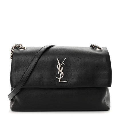 Saint Laurent Grain De Poudre Medium West Hollywood Monogram Fold-Over Black 1 of 12