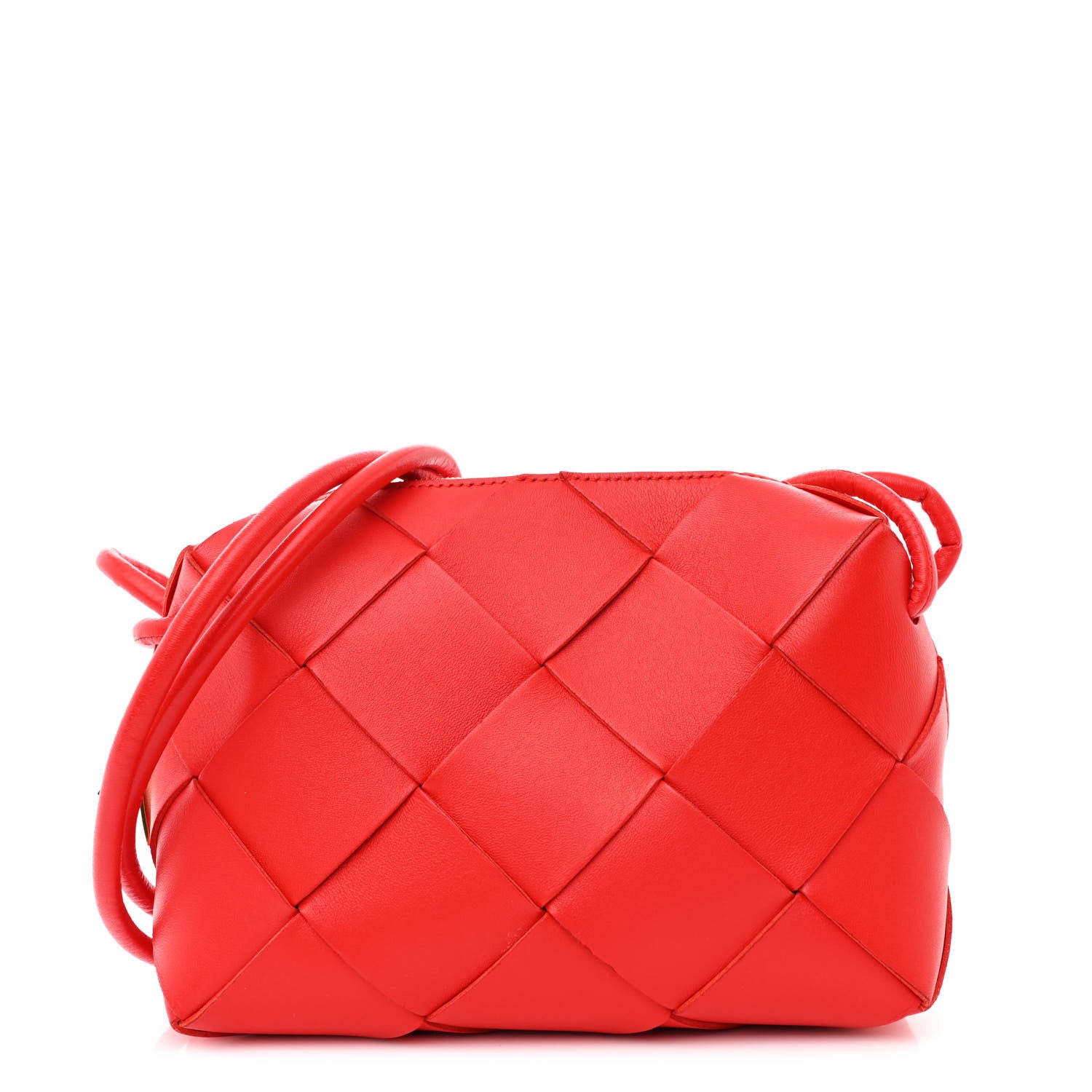 Bottega Veneta Lambskin Maxi Intrecciato Small Cassette Camera Bag Bright Red 1 of 9