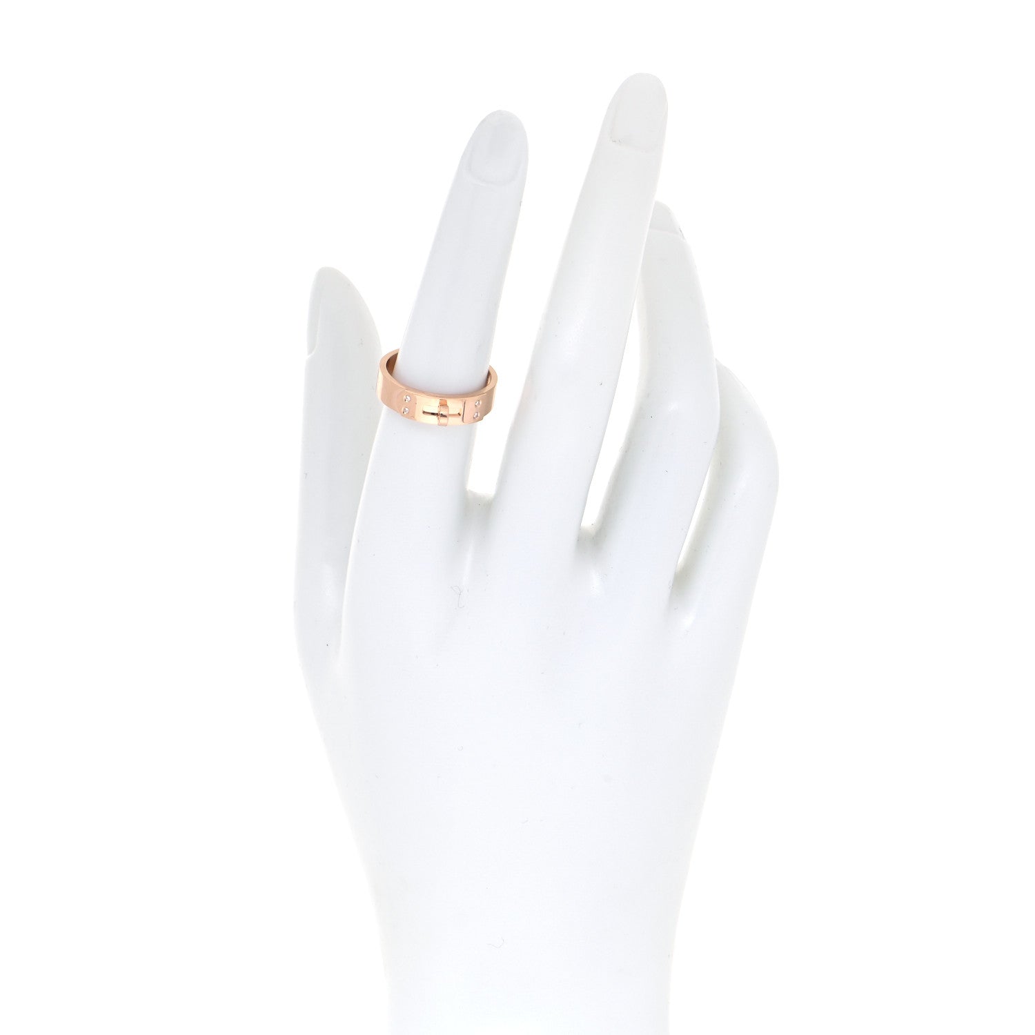 Hermes 18K Rose Gold Diamond PM Kelly Ring 54 6.75 3 of 10