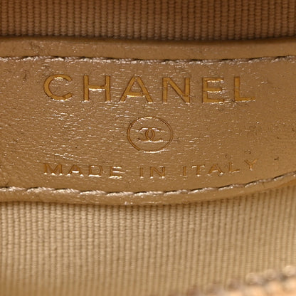 Chanel Metallic Lambskin Quilted CC In Love Heart Zipped Arm Coin Purse Gold 7 of 9