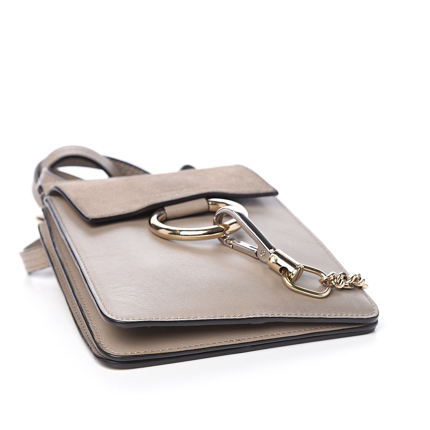 Suede Calfskin Mini Faye Bracelet Bag Motty Grey
