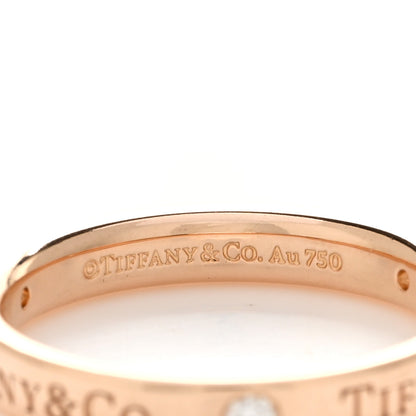 Tiffany 18K Rose Gold Diamond 3mm Logo Band Ring 51 5.75 4 of 4