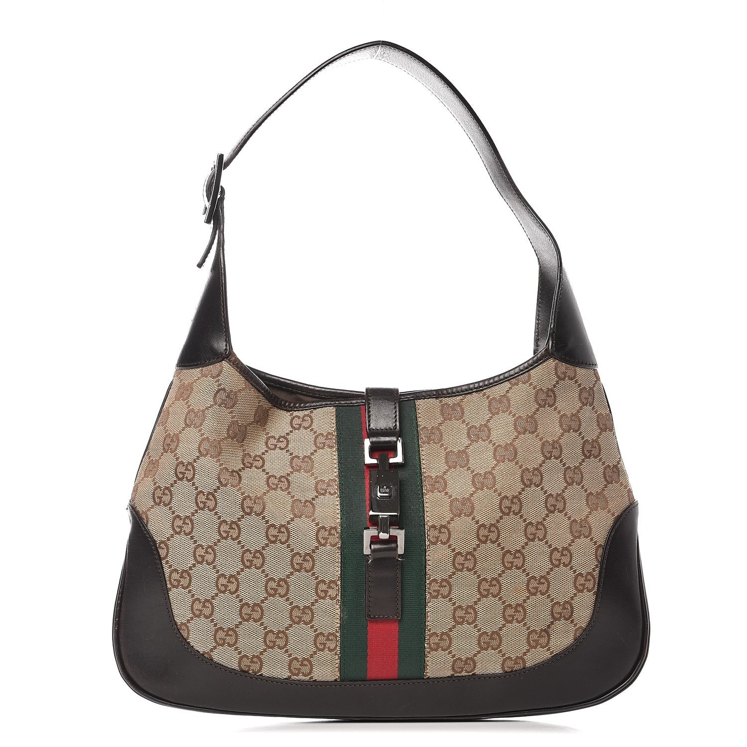 Gucci Monogram Web Jackie O Hobo Dark Brown 1 of 13
