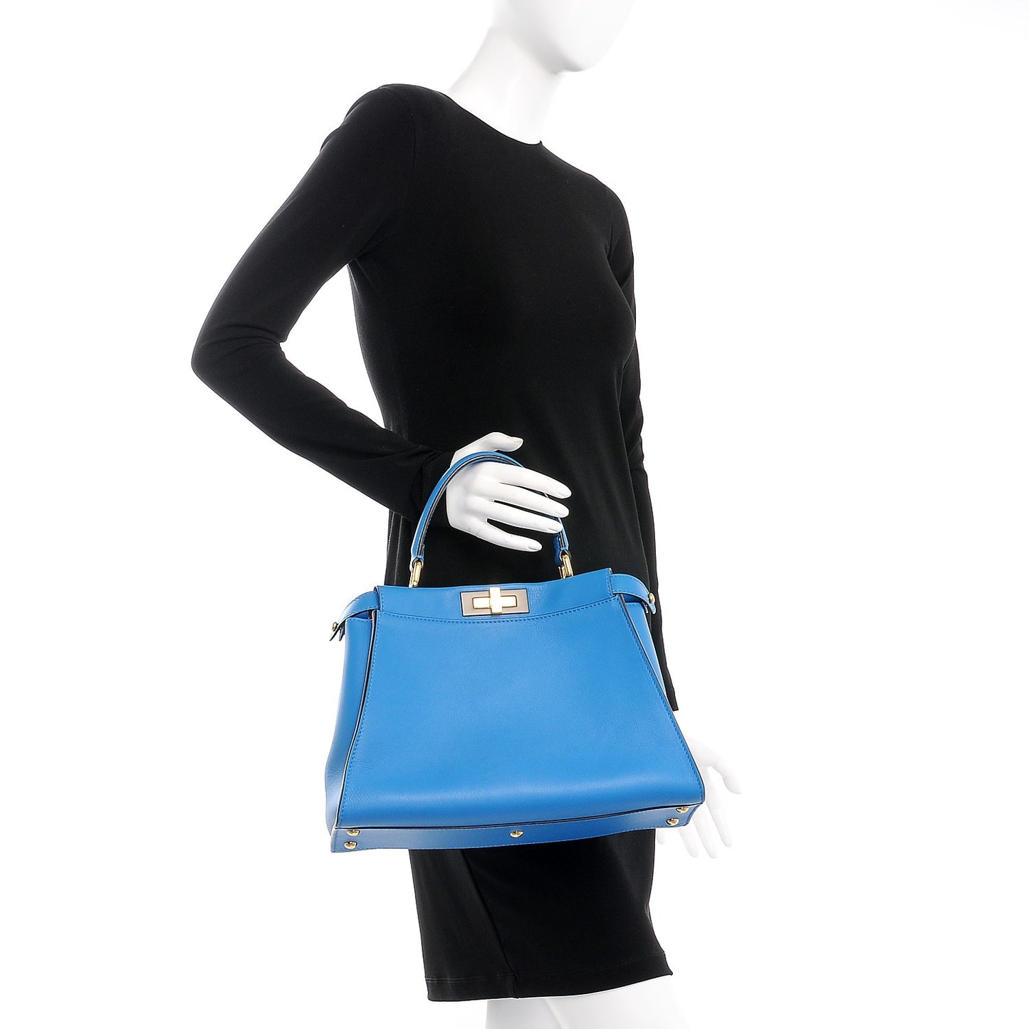 Vitello Seta Medium Peekaboo Iconic Satchel Blue Royal