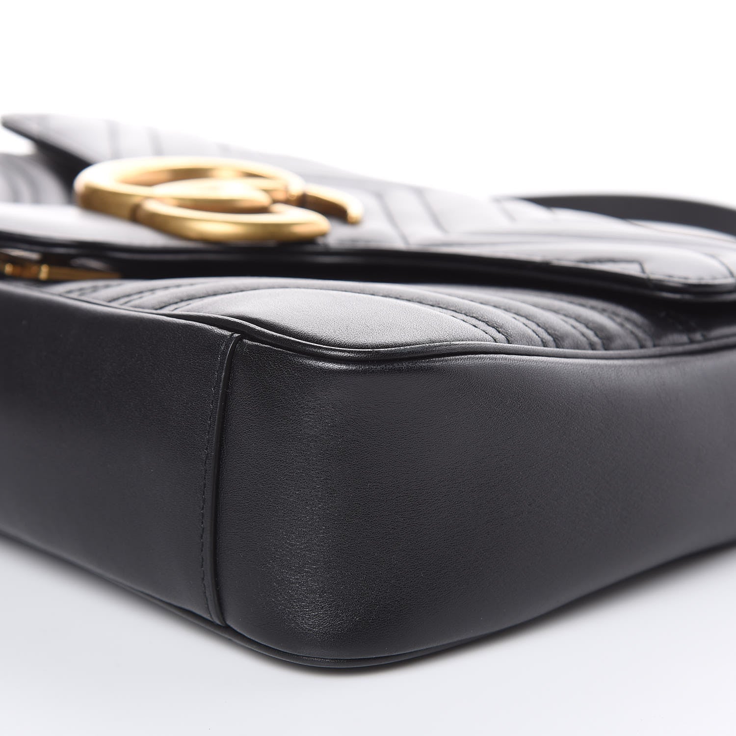 Gucci Calfskin Matelasse Medium GG Marmont Shoulder Bag Black 9 of 14