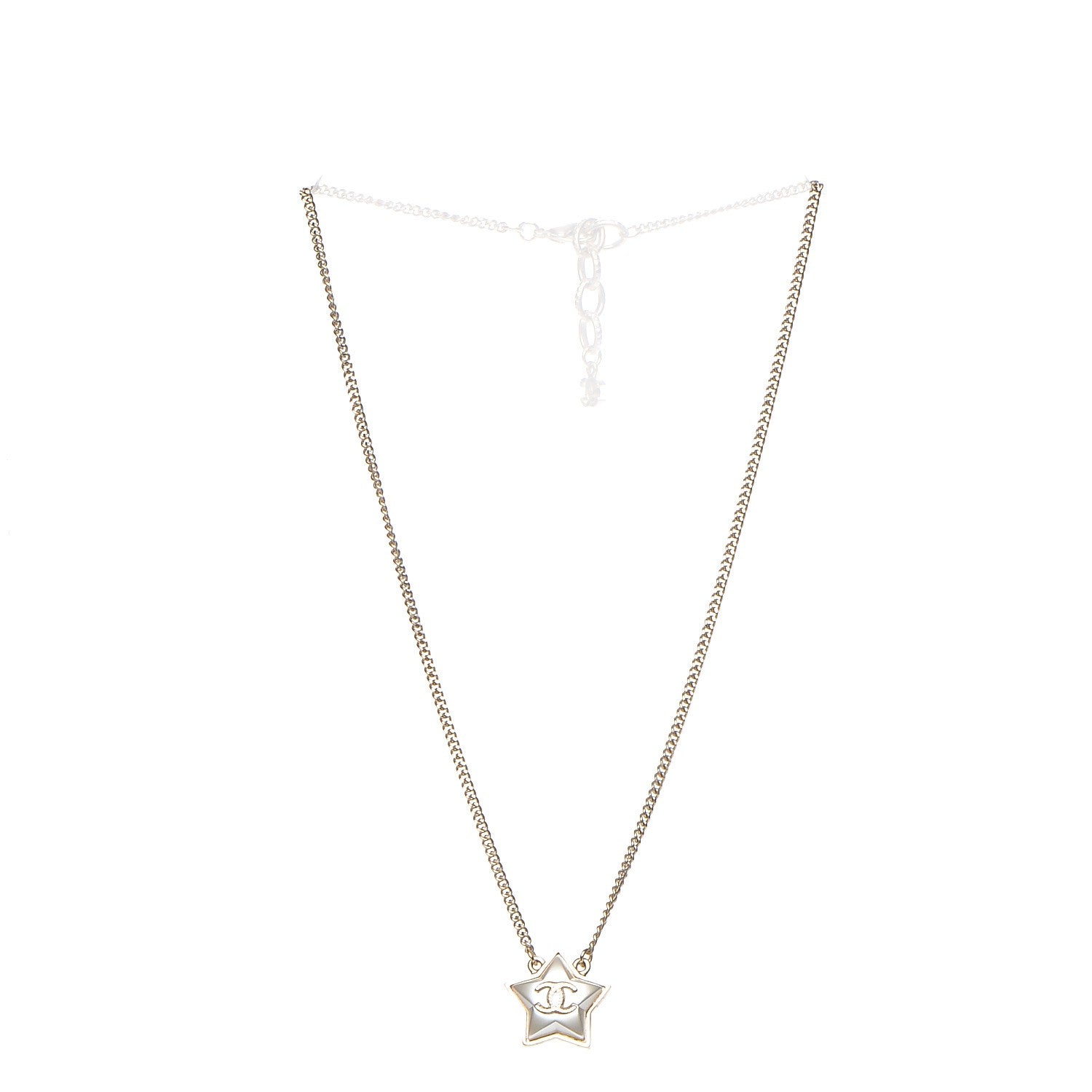 Chanel Metal Resin Star CC Necklace Silver Gold 3 of 7