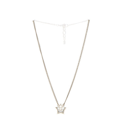 Chanel Metal Resin Star CC Necklace Silver Gold 3 of 7