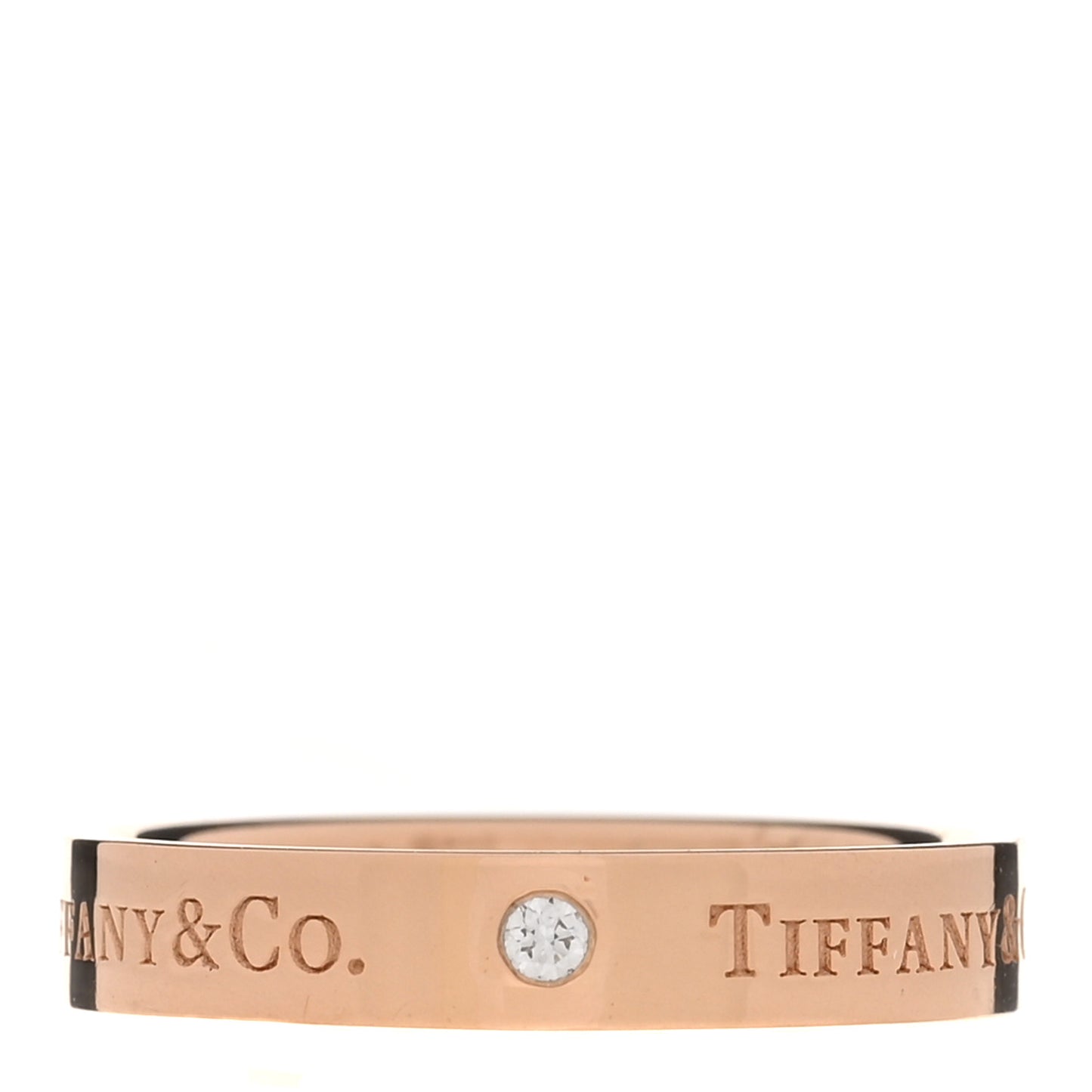 18K Rose Gold Diamond Logo Band Ring 59 8.75