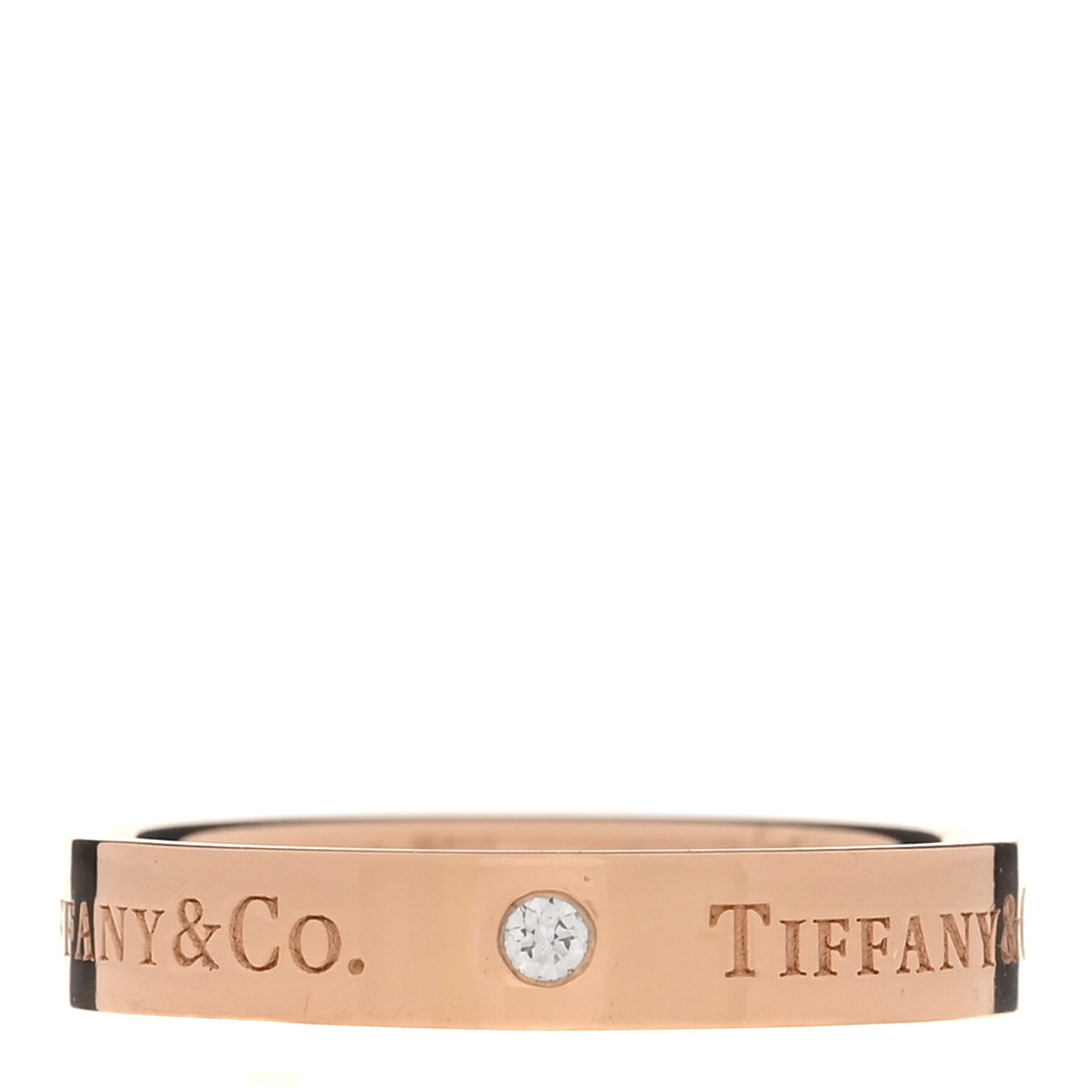 Tiffany 18K Rose Gold Diamond Logo Band Ring 59 8.75 2 of 10