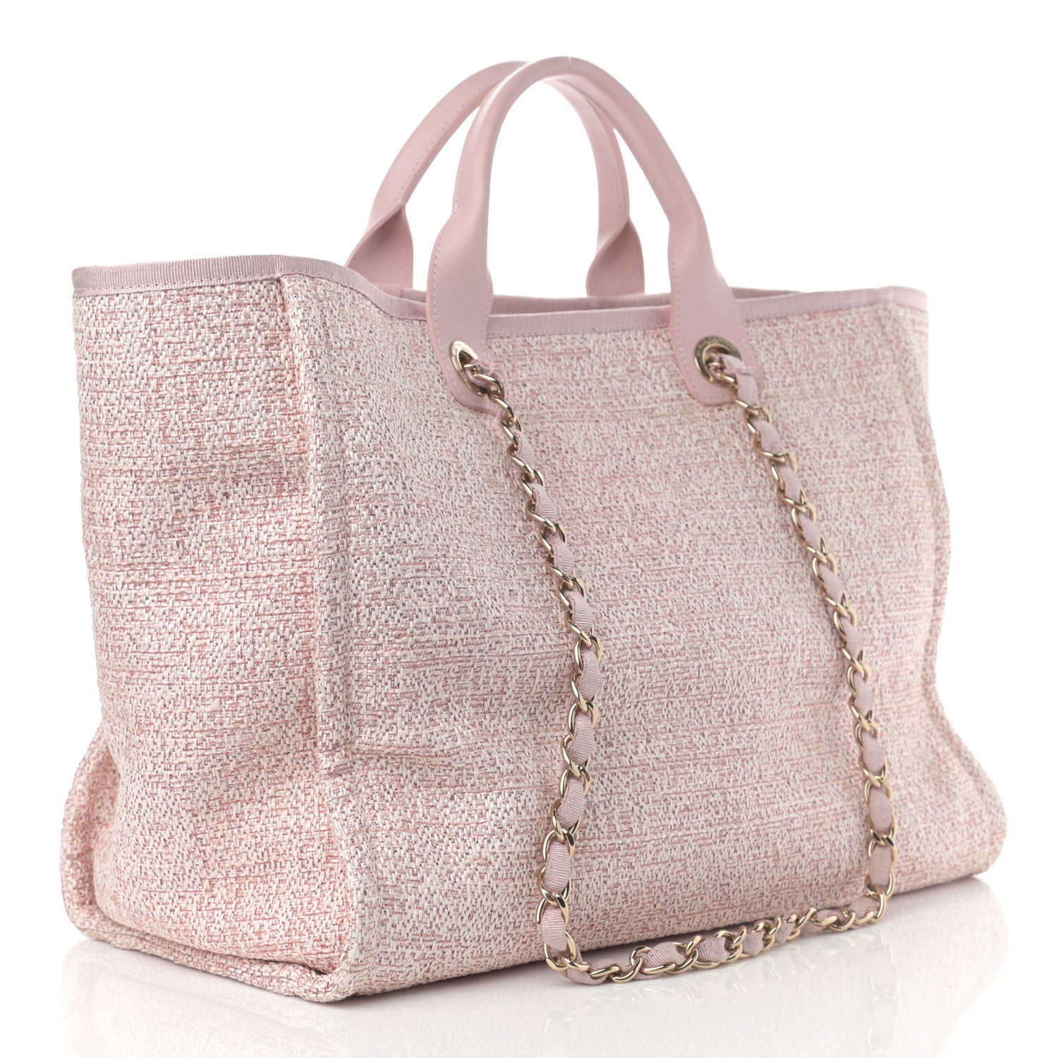 Chanel Straw Lurex Medium Deauville Tote Pink 3 of 14