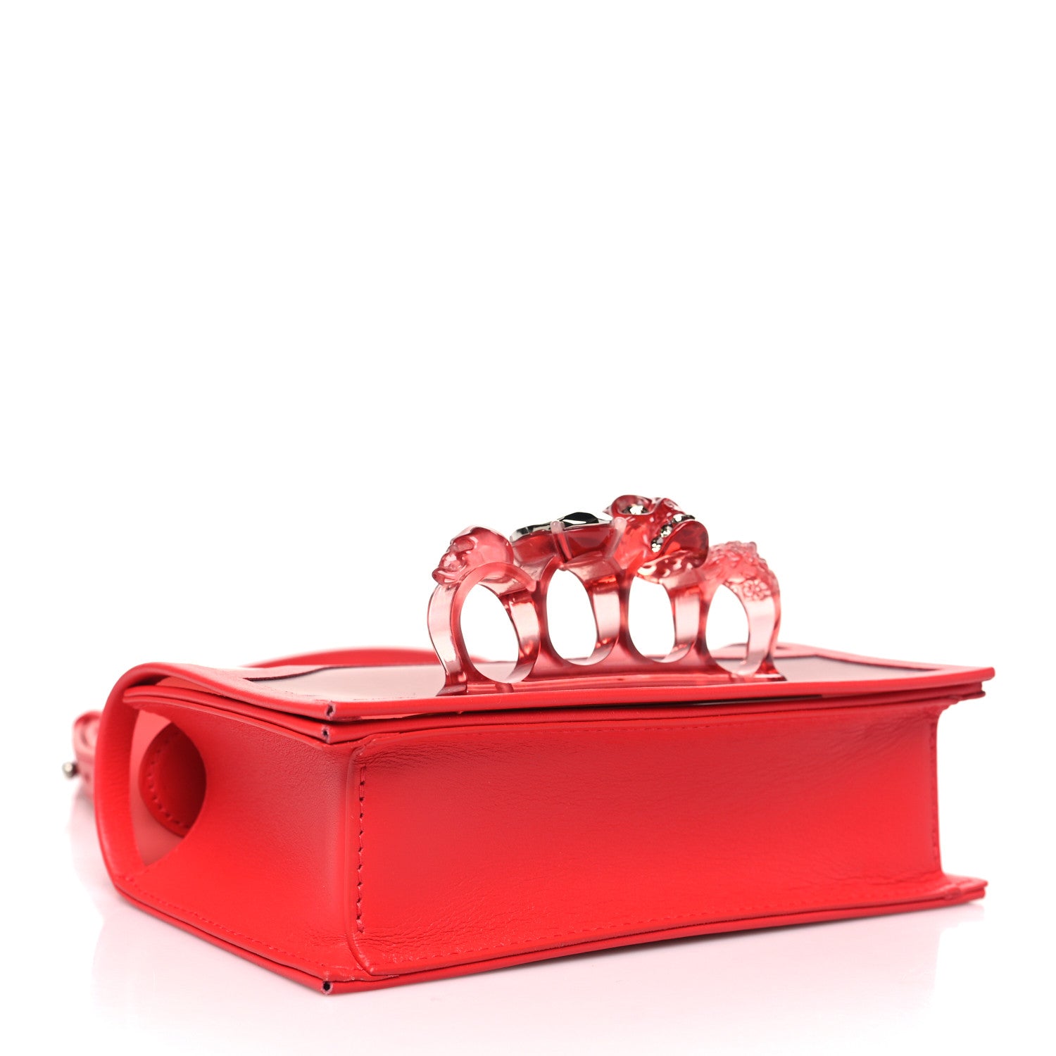 Alexander McQueen Calfskin Polyurethane Mini Jeweled Knuckle Satchel Coral 4 of 10