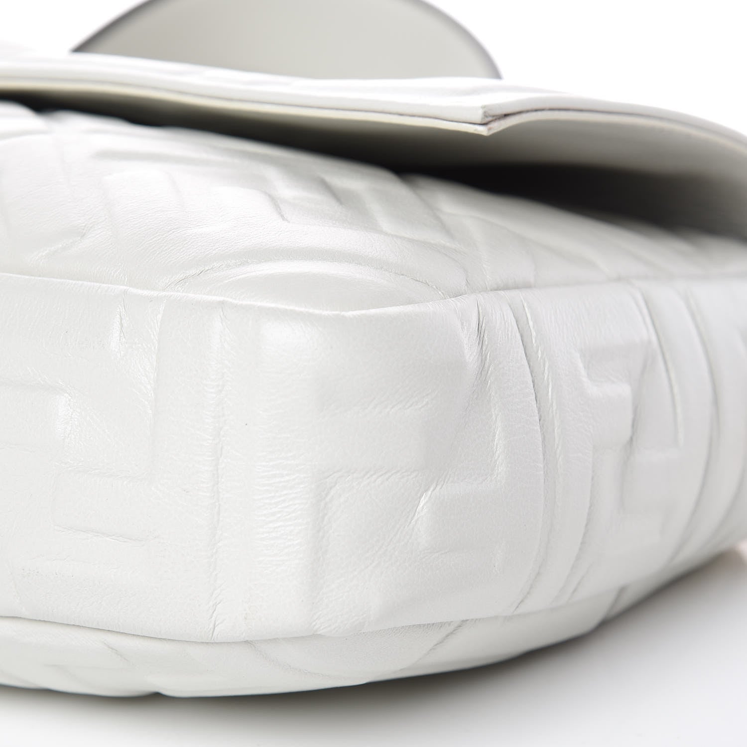 Fendi Nappa FF 1974 Embossed Large Baguette White 9 of 9