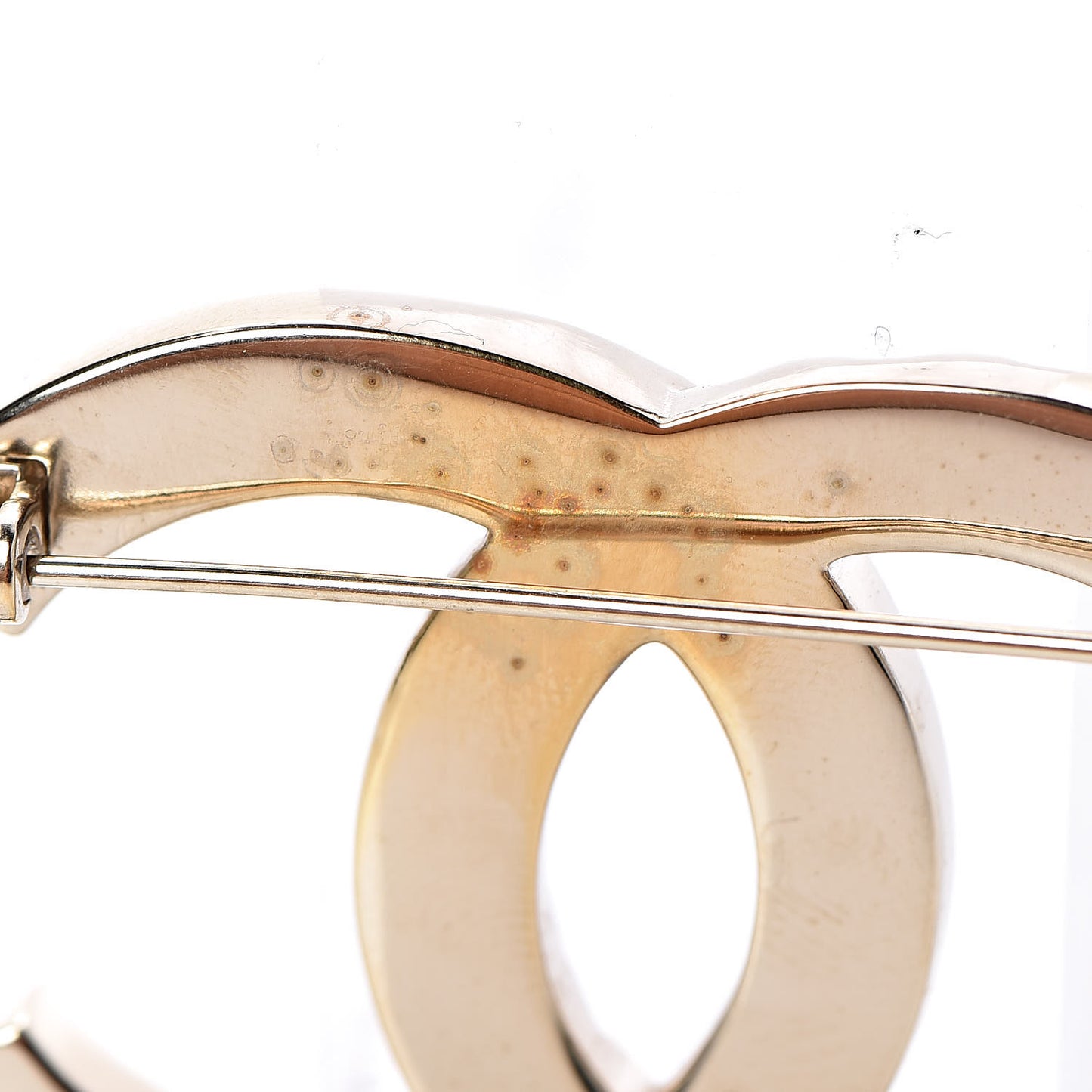 Baguette Crystal Quilted CC Brooch Gold
