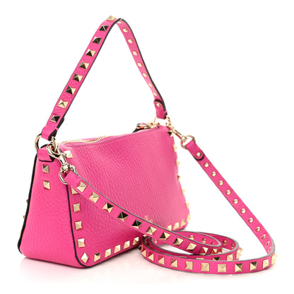 Valentino Garavani Pebbled Calfskin Small Rockstud Flip Lock Shoulder Bag Pink PP 3 of 9