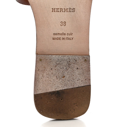 Hermes Box Calfskin Oran Sandals 38 Gold 13 of 13