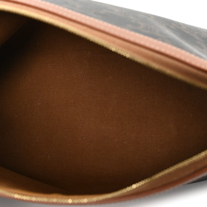 Celine Triomphe Canvas Calfskin Large Cosmetic Pouch Tan 5 of 7
