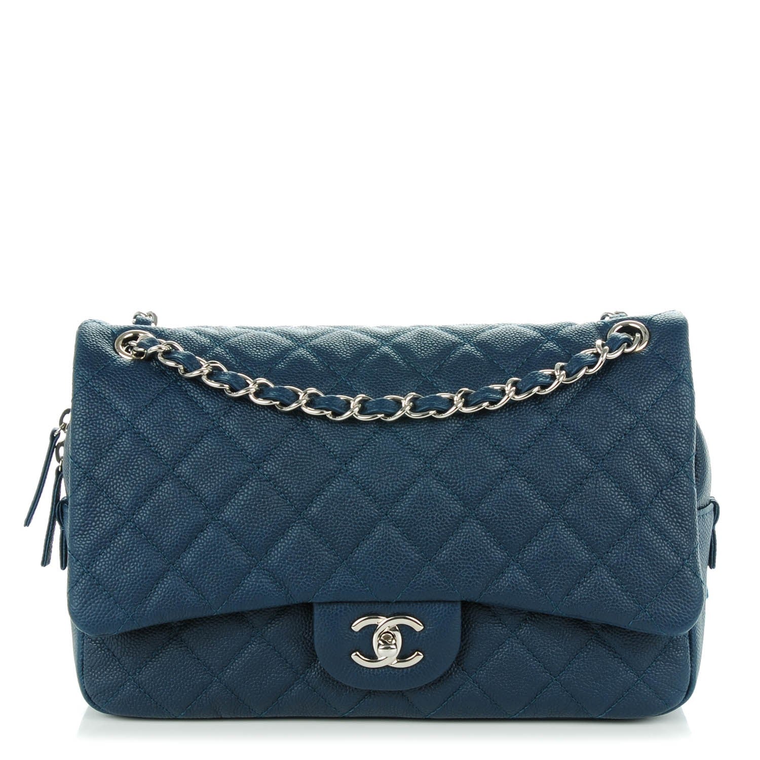 Chanel Caviar Quilted Casual Journey Flap Dark Blue 1 of 8