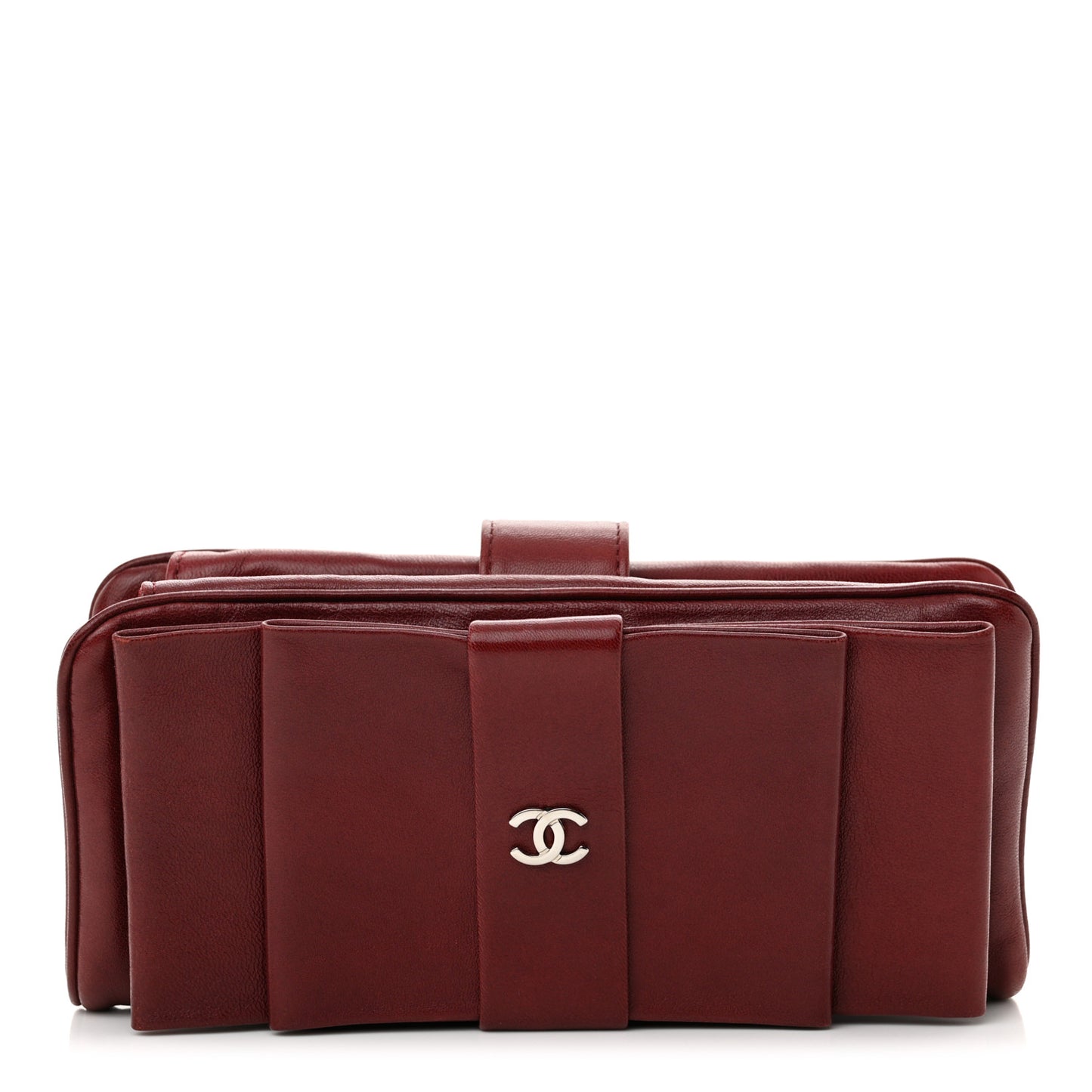 Lambskin Bow French Wallet Red