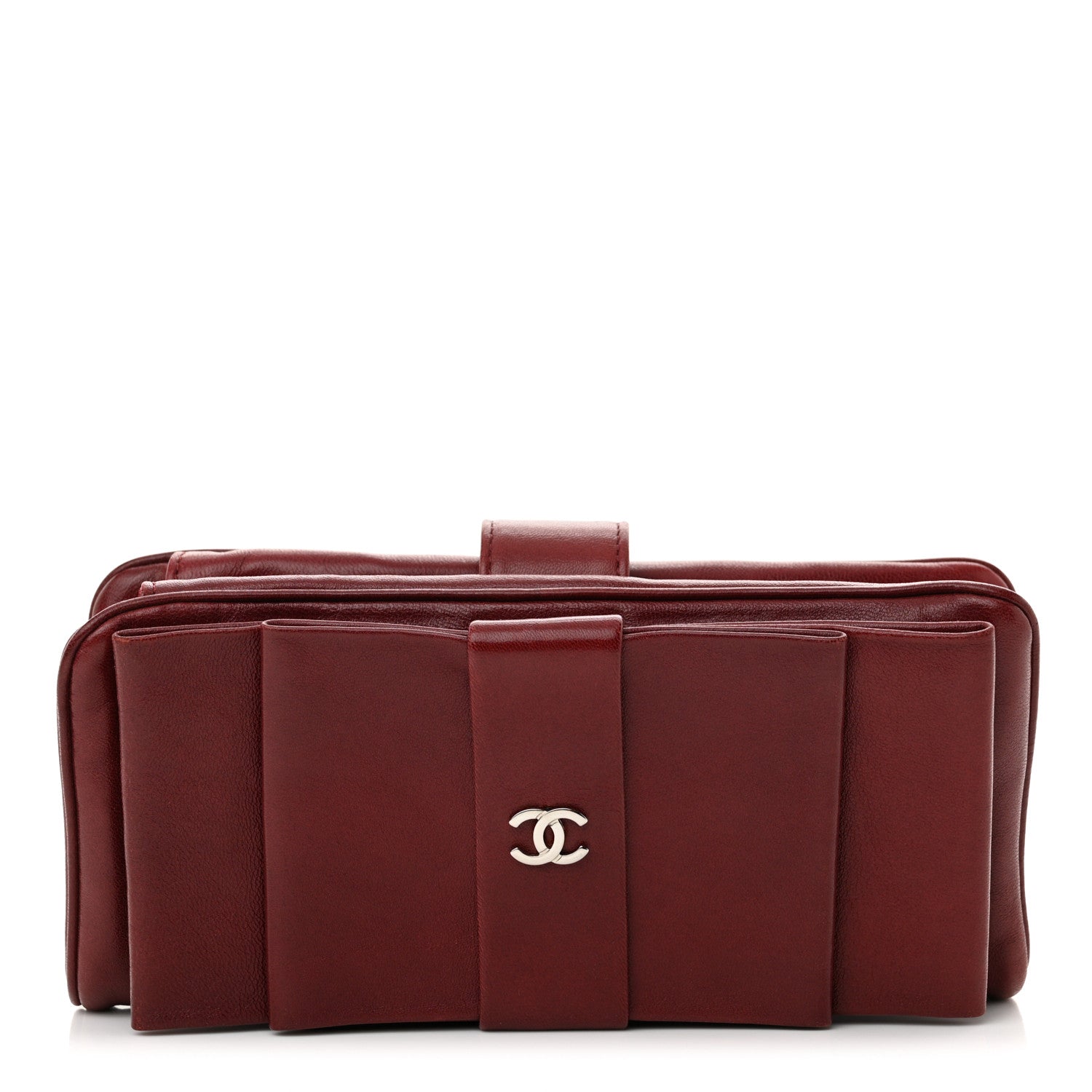 Chanel Lambskin Bow French Wallet Red 1 of 12