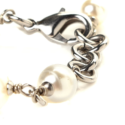 Chanel Crystal Pearl CC Long Necklace Silver 5 of 5