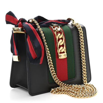 Gucci Calfskin Mini Sylvie Chain Shoulder Bag Black 3 of 10