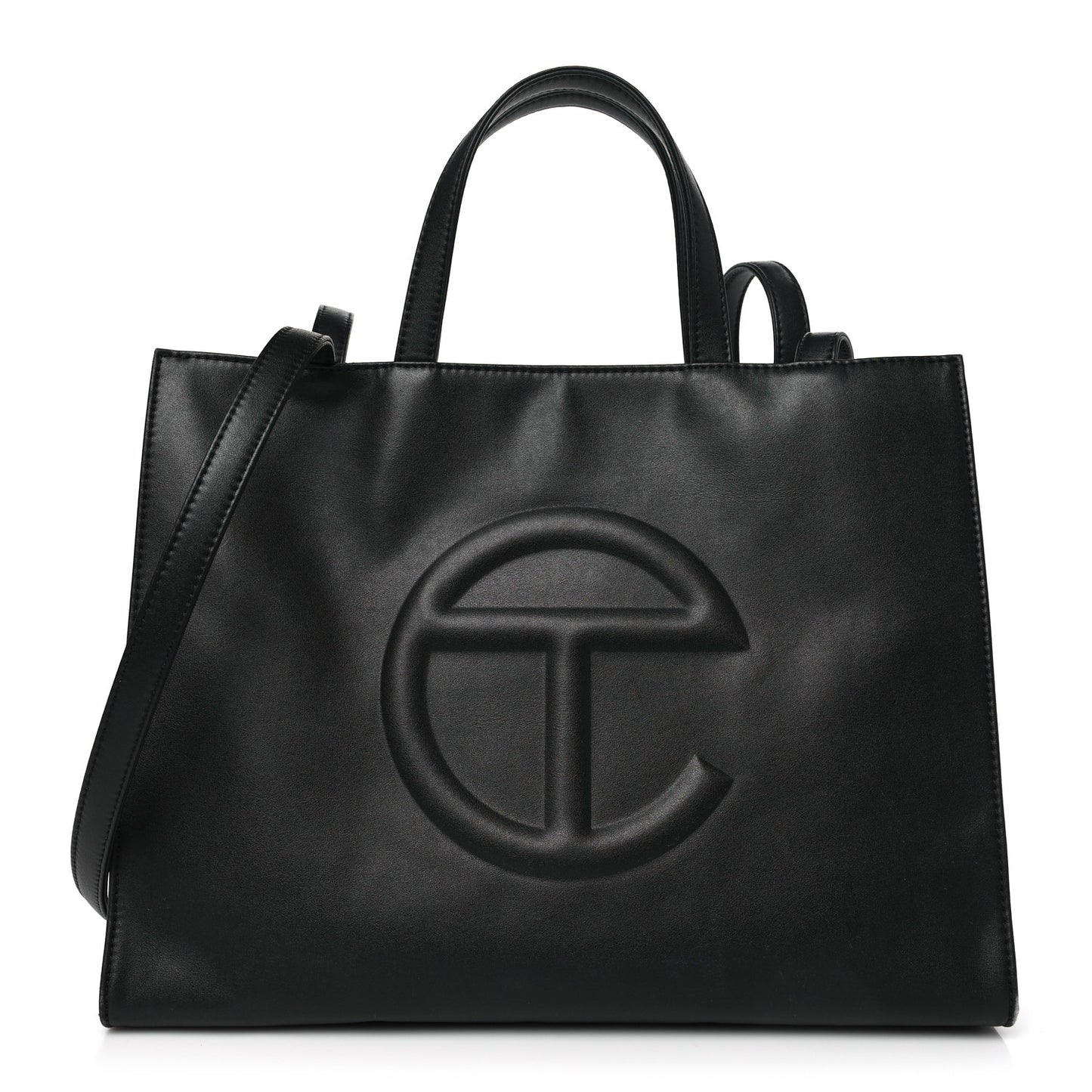 Vegan Leather Medium Shopping Bag Black