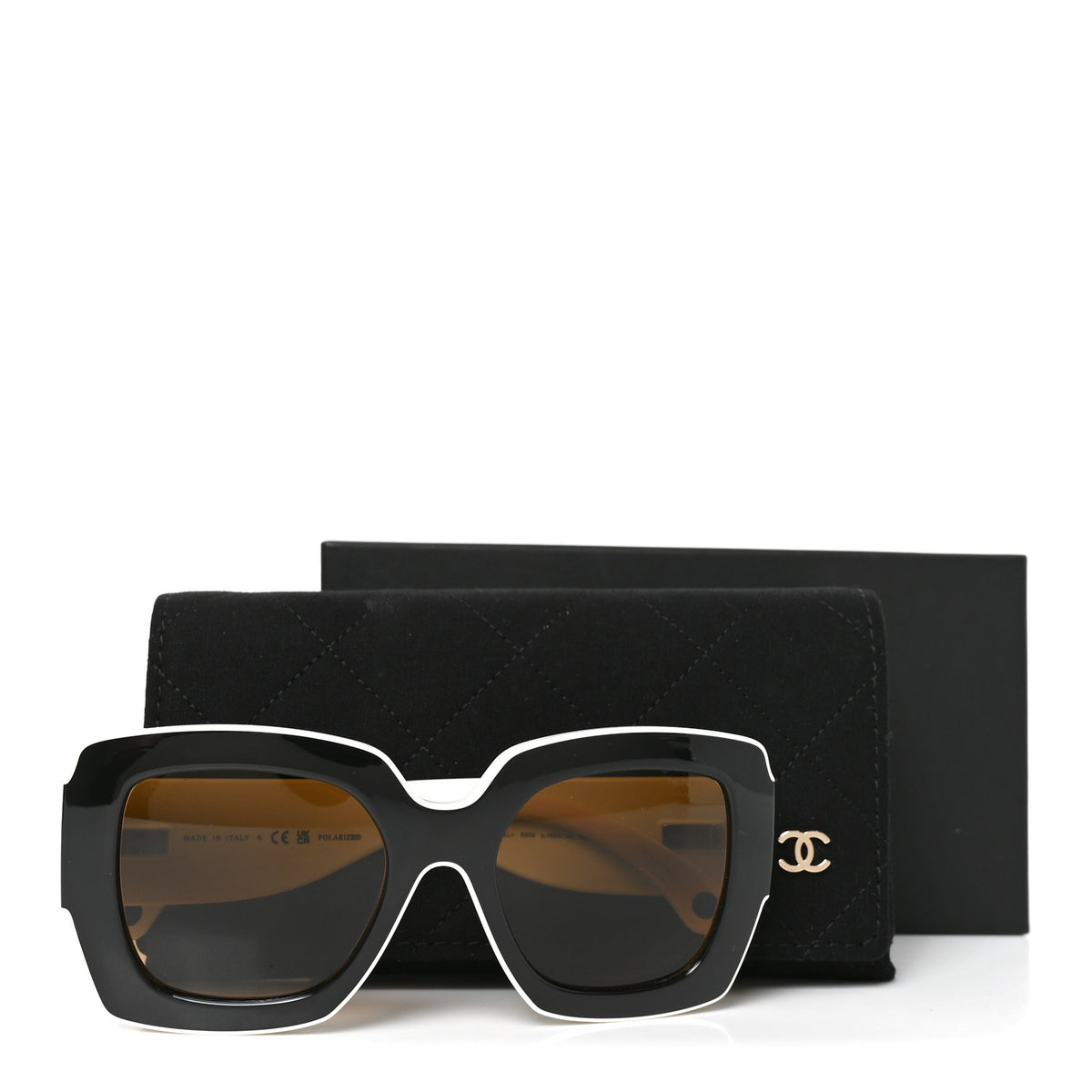 Chanel Acetate Square Sunglasses 6059 Black Beige 9 of 9