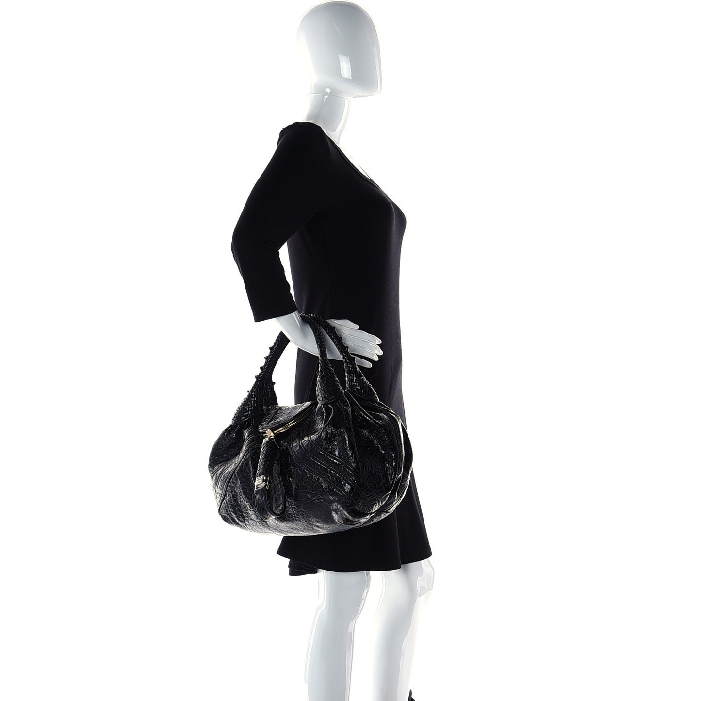 Calfskin Little Horses Embroidered Baroque Small Tess Bag Deep Forest